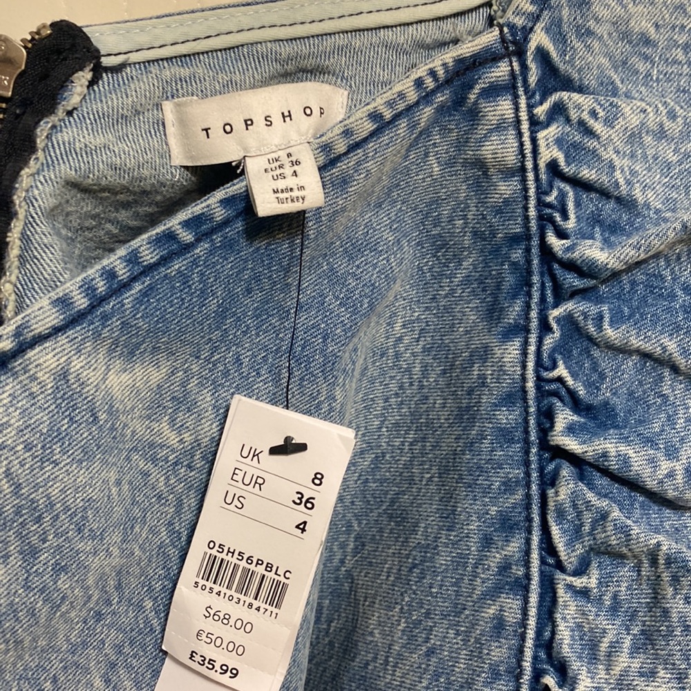 Topshop Considered Blue Acid Wash Denim Batwing Crop Top NWT ⭐️ - Picture 5 of 7